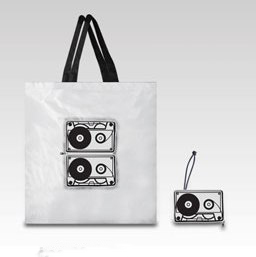 Audio tape foldable shopping bag