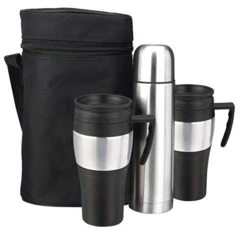 1 x 750ml S/S vacuum flask,2 x 400ml travel mugs